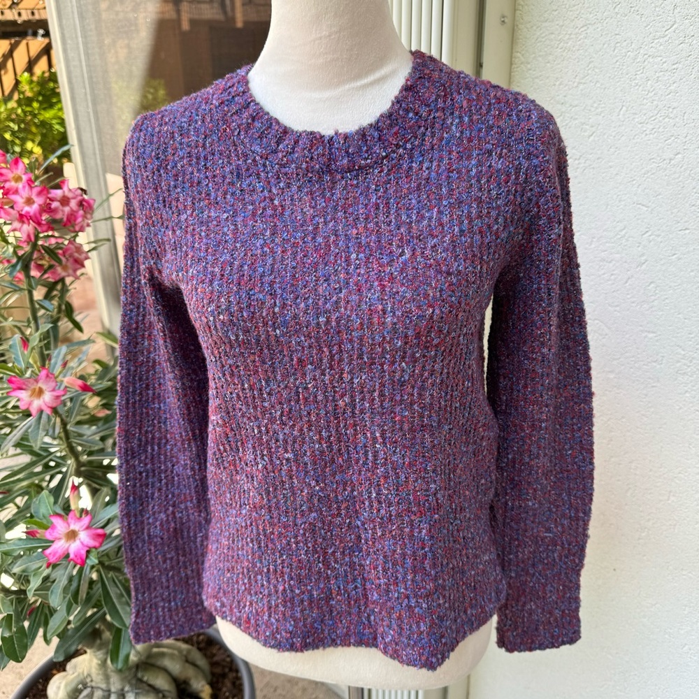 CENY. Funky‎ purple/lilac/ metallic knit high/low sweater. Round neck. Sp…